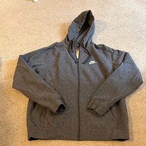 Nike Men's Charcoal Zip-Up Hoodie Size Large